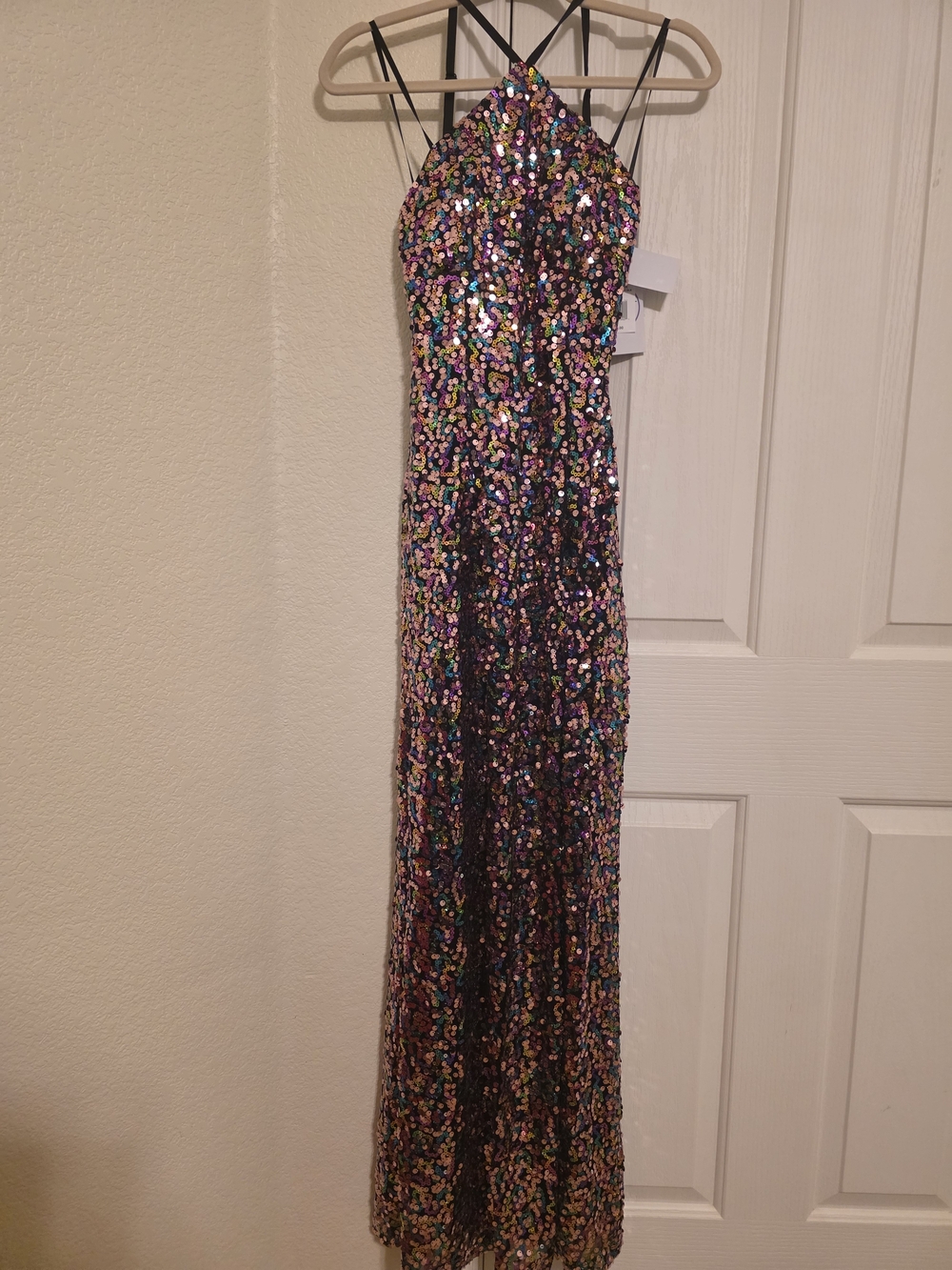 Violet Weekend Multicolor Sequin Halter Side-Slit Gown – Size 3/4 (NWT)